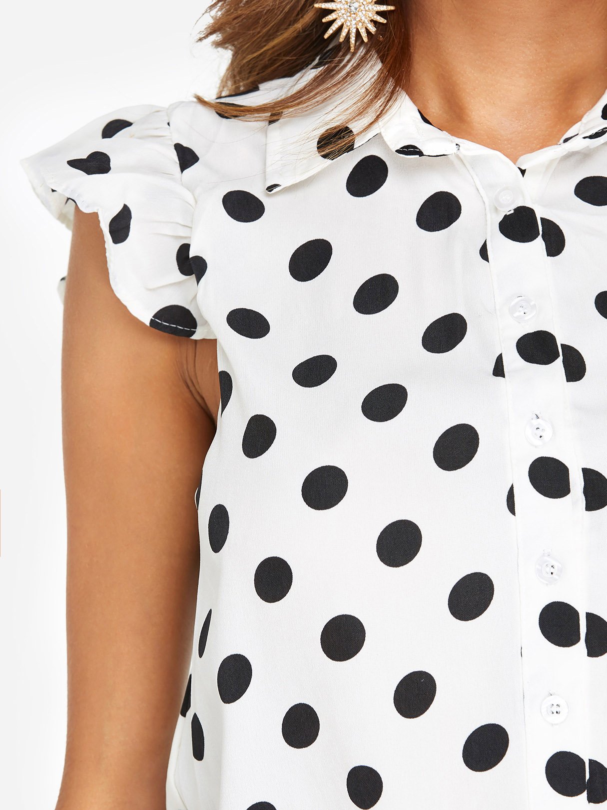 Classic Collar Polka Dot Sleeveless Black & White T-Shirts